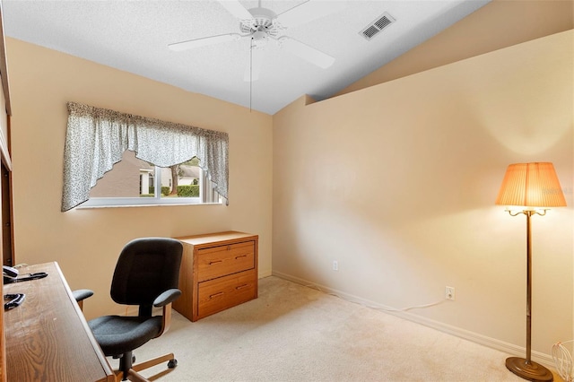 3707 Doune Way, Clermont, FL 34711 - office featuring light carpet, a ceiling fan, and lofted ceiling