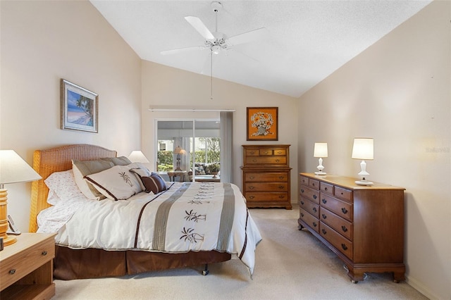 3707 Doune Way, Clermont, FL 34711 - bedroom with light colored carpet, ceiling fan, and high vaulted ceiling