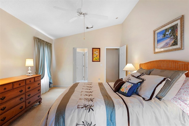 3707 Doune Way, Clermont, FL 34711 - bedroom featuring lofted ceiling, light carpet, and a ceiling fan
