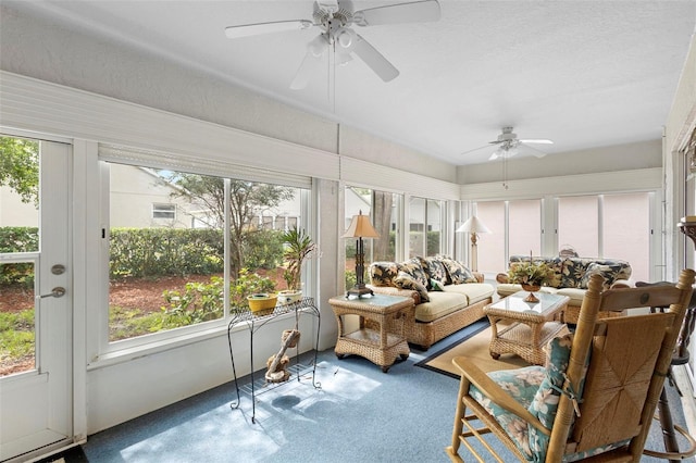 3707 Doune Way, Clermont, FL 34711 - sunroom / solarium with a ceiling fan, carpet floors, and plenty of natural light