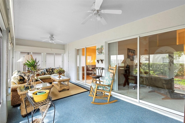 3707 Doune Way, Clermont, FL 34711 - sunroom / solarium featuring a ceiling fan and carpet flooring