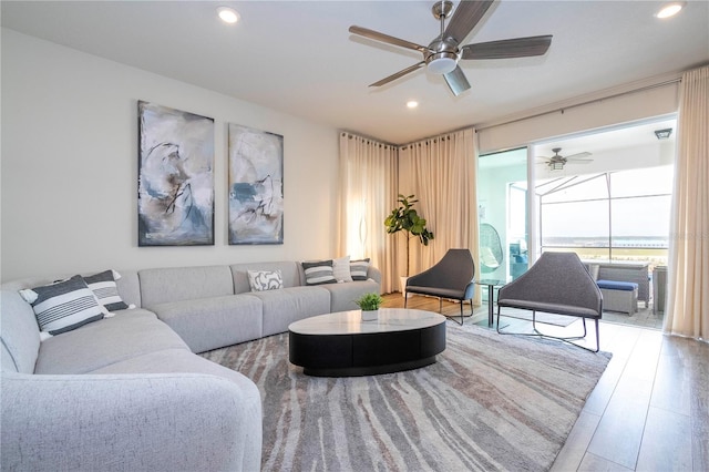 1907 Summer Dr, Davenport, FL 33897 - living area featuring recessed lighting, wood finished floors, and ceiling fan