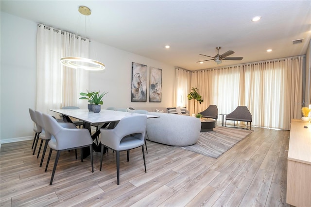 1907 Summer Dr, Davenport, FL 33897 - dining space featuring light wood-style floors, ceiling fan, and recessed lighting