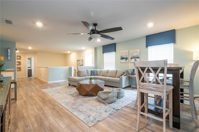 1907 Summer Dr, Davenport, FL 33897 - living room with recessed lighting, ceiling fan, and wood finished floors