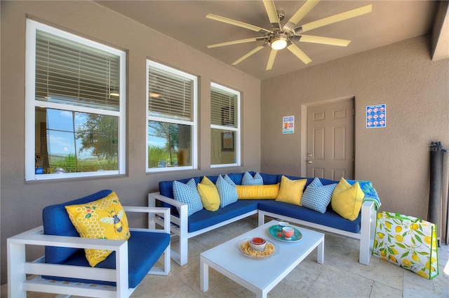 8020 Oak Shadow Ct, Davenport, FL 33837 - view of patio / terrace with a ceiling fan and outdoor lounge area