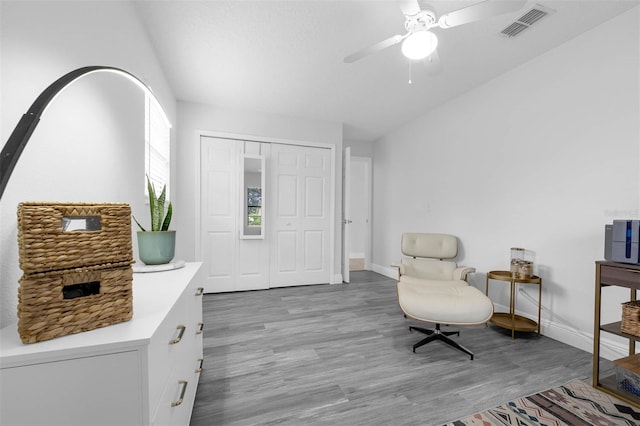2025 Mango Tree Dr, Edgewater, FL 32141 - living area with wood finished floors and a ceiling fan