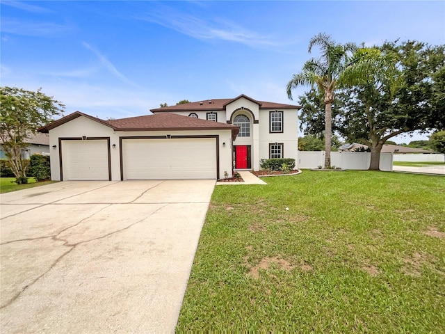 1301 Brenway Dr, Mascotte, FL 34753 - mediterranean / spanish house with stucco siding, a garage, and driveway