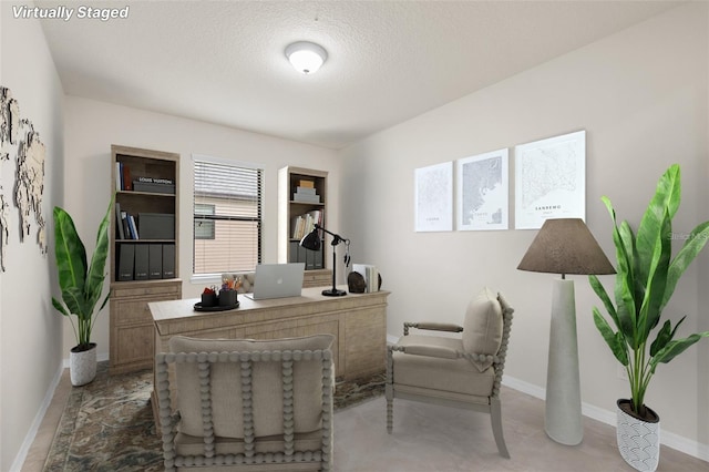 2236 Landside Dr, Valrico, FL 33594 - office with a textured ceiling and baseboards
