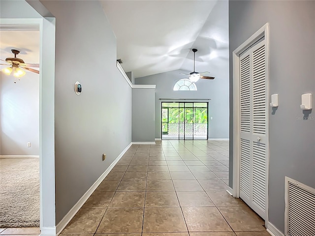 10901 Peppersong Dr, Riverview, FL 33578 - corridor with lofted ceiling and tile patterned floors
