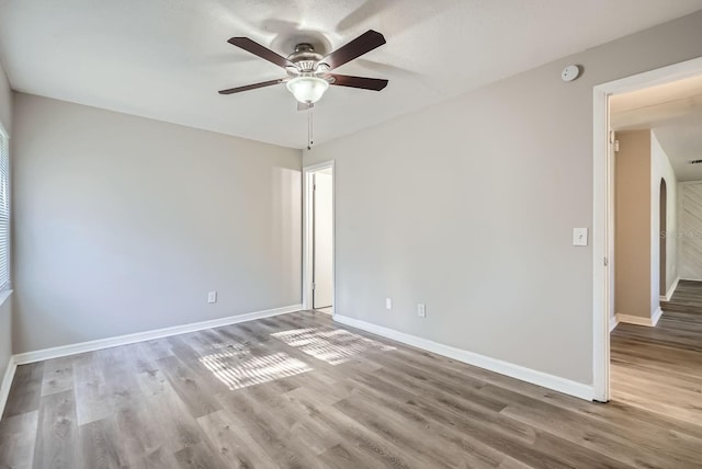 1175 Tracy Dr, Port Orange, FL 32129 - spare room with a ceiling fan, wood finished floors, a smoke detector, and arched walkways