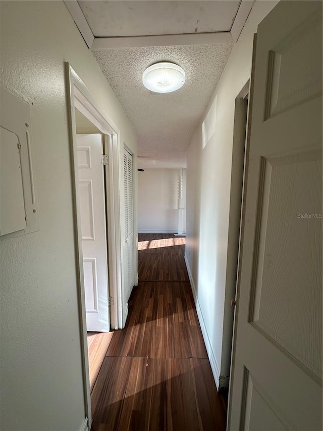 1918 Honour Rd Unit 4, Orlando, FL 32839 - hallway with dark wood-style floors, a textured ceiling, and electric panel