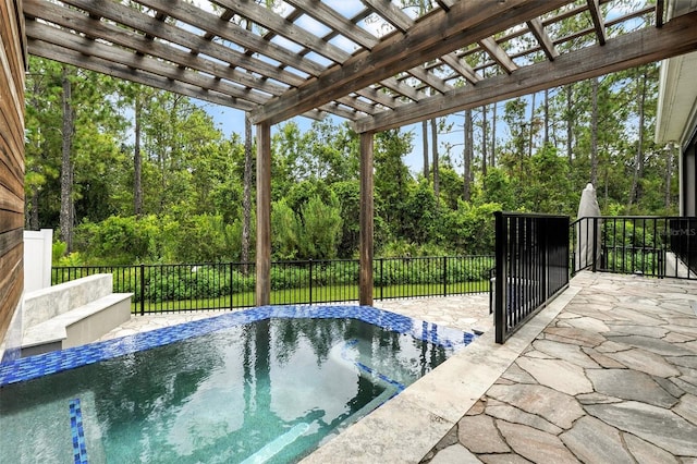 15315 Gilligan Ct, Winter Garden, FL 34787 - view of swimming pool featuring a pergola and view of wooded area