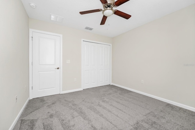 4288 Blackshear Ct, Clermont, FL 34714 - unfurnished bedroom featuring carpet flooring, a closet, and a ceiling fan