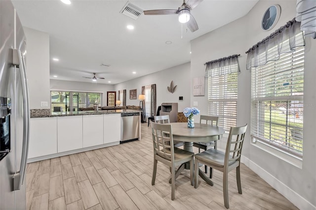 4636 Piedmont St, Orlando, FL 32811 - dining space with ceiling fan, recessed lighting, and light wood finished floors
