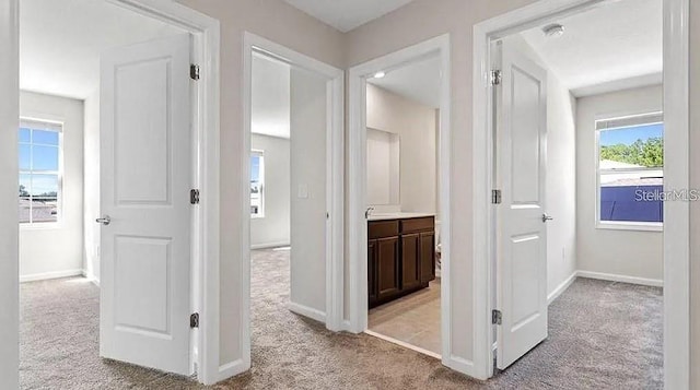 16480 Fernridge St, Clermont, FL 34714 - hallway with light colored carpet and baseboards