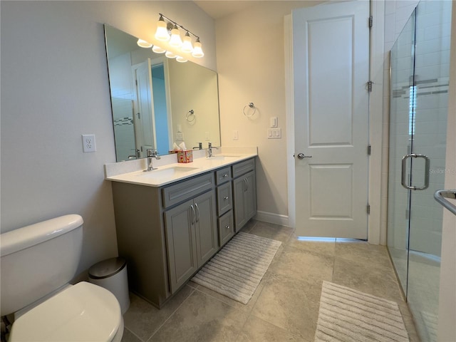 7484 Catania Loop, Clermont, FL 34714 - bathroom featuring double vanity, tile patterned floors, and a tile shower