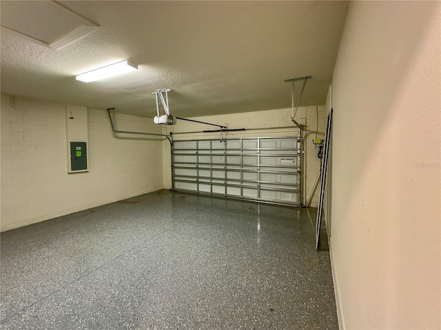 7484 Catania Loop, Clermont, FL 34714 - garage with a garage door opener, electric panel, and concrete block wall