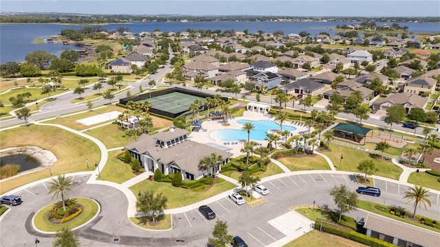 15586 Hamlin Blossom Ave, Winter Garden, FL 34787 - aerial perspective of suburban area featuring a large body of water and a pool area