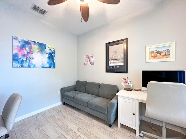 8004 Sweet Orange Ave, Winter Garden, FL 34787 - office area featuring a ceiling fan, wood tiled floors, and a textured ceiling