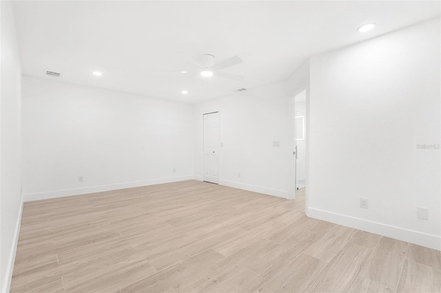 4527 Bamonte St, North Port, FL 34286 - unfurnished room featuring a ceiling fan, light wood-style flooring, and recessed lighting