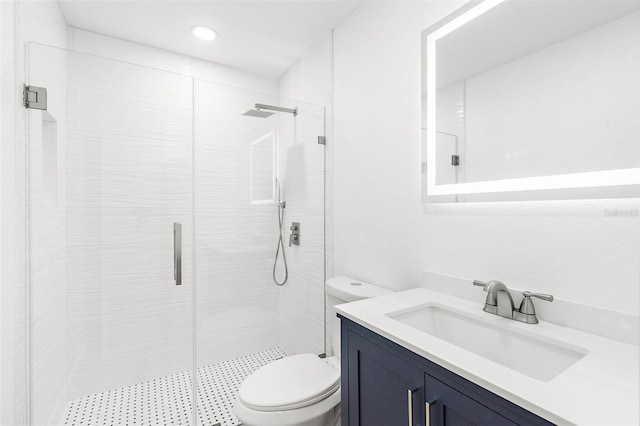 4527 Bamonte St, North Port, FL 34286 - full bath with vanity, a stall shower, and recessed lighting