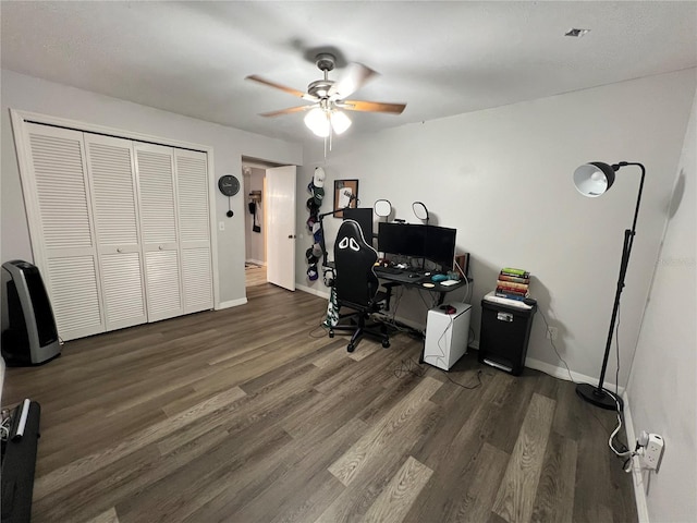 1159 E Winged Foot Cir, Winter Springs, FL 32708 - office space featuring ceiling fan and wood finished floors