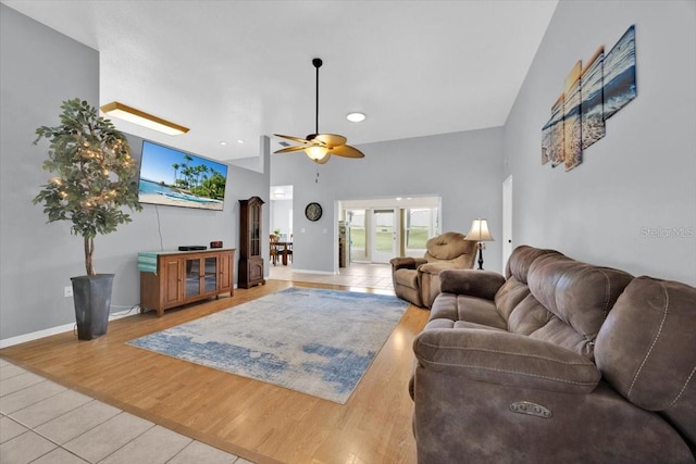 422 Harbourview Dr, Haines City, FL 33844 - living room with ceiling fan, light wood finished floors, and recessed lighting