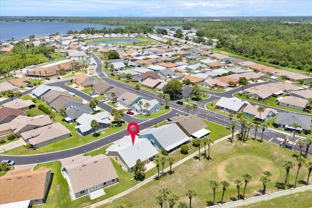 422 Harbourview Dr, Haines City, FL 33844 - aerial overview of property's location featuring nearby suburban area and a large body of water