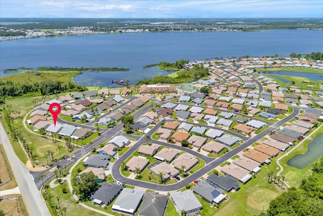 422 Harbourview Dr, Haines City, FL 33844 - aerial overview of property's location featuring nearby suburban area and a nearby body of water