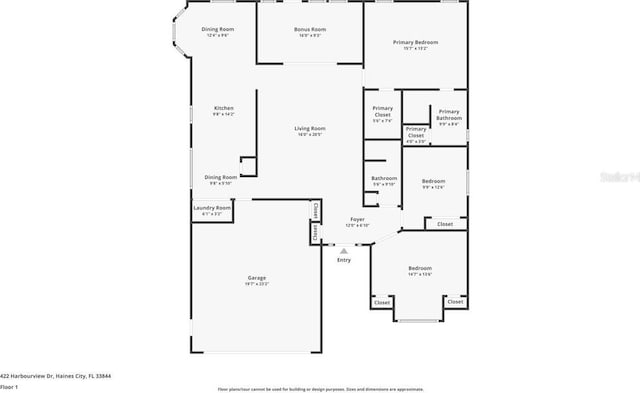 422 Harbourview Dr, Haines City, FL 33844 - view of floor plan / room layout