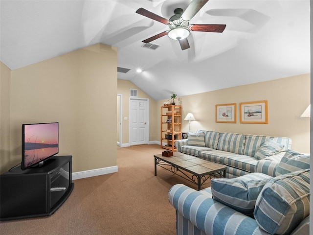 8974 Grey Hawk Pt, Orlando, FL 32836 - carpeted living area featuring ceiling fan and lofted ceiling