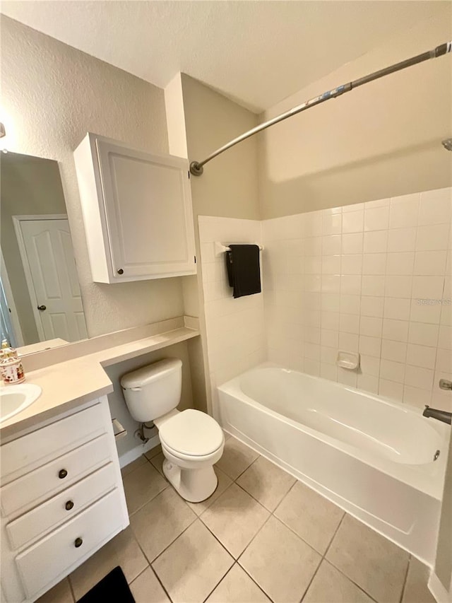 1375 Lake Shadow Cir Unit 11203, Maitland, FL 32751 - bathroom with a textured wall, vanity, tile patterned floors, shower / bath combination, and a textured ceiling