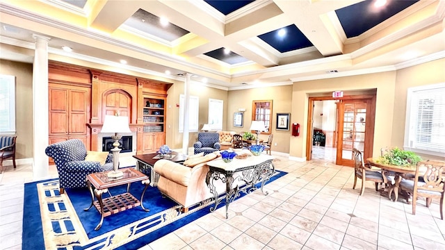1375 Lake Shadow Cir Unit 11203, Maitland, FL 32751 - community lobby with ornamental molding, coffered ceiling, beamed ceiling, and recessed lighting