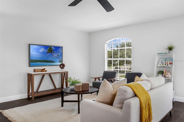1121 Needlewood Loop, Oviedo, FL 32765 - living area with wood finished floors and a ceiling fan