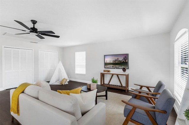 1121 Needlewood Loop, Oviedo, FL 32765 - living room featuring healthy amount of natural light and ceiling fan
