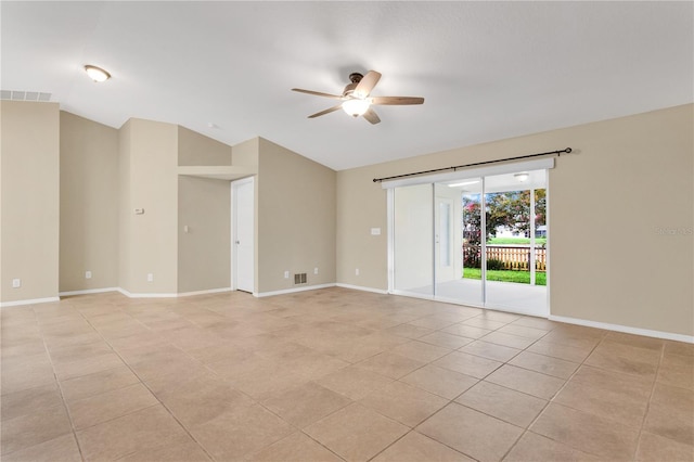 11813 Colyar Ln, Parrish, FL 34219 - unfurnished room with ceiling fan, lofted ceiling, and light tile patterned floors