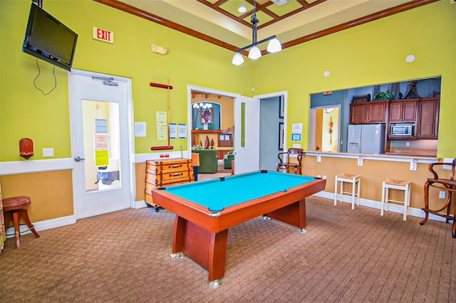 2426 Caravelle Cir, Kissimmee, FL 34746 - rec room featuring carpet floors, a towering ceiling, and billiards