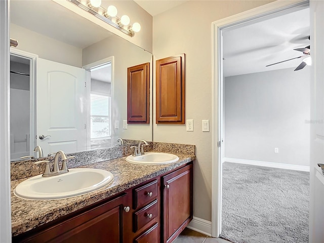 11127 Irish Moss Ave, Riverview, FL 33569 - bathroom with double vanity and ceiling fan