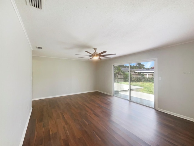 1215 Merlyn St, Lakeland, FL 33813 - empty room featuring a ceiling fan, dark wood-style floors, and ornamental molding