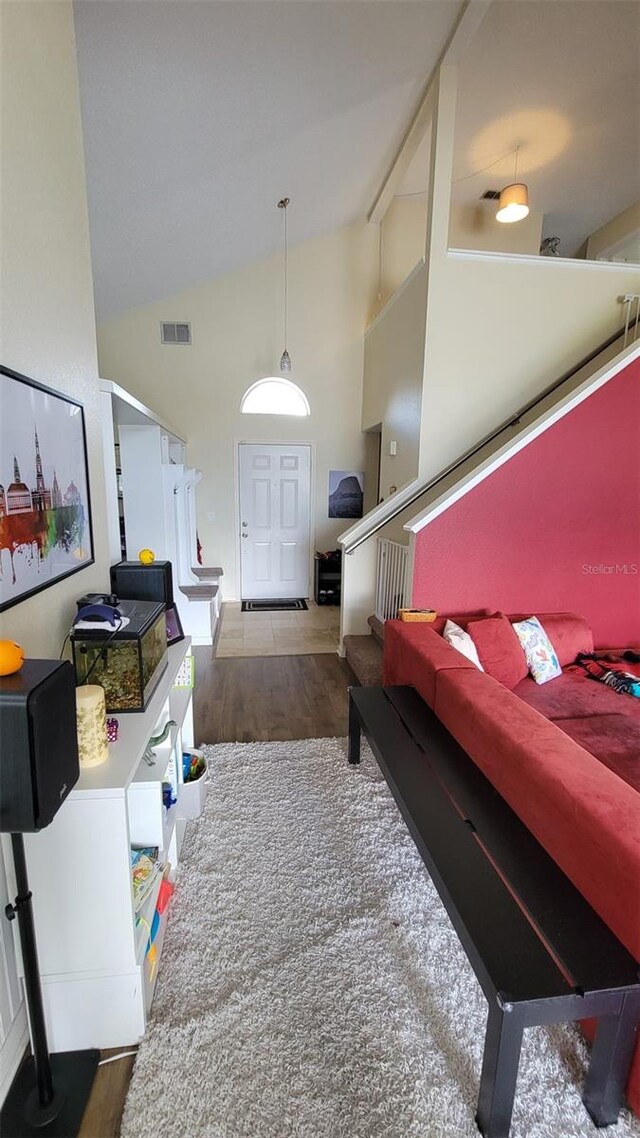 1632 Slash Pine Pl, Oviedo, FL 32765 - foyer with wood finished floors and high vaulted ceiling