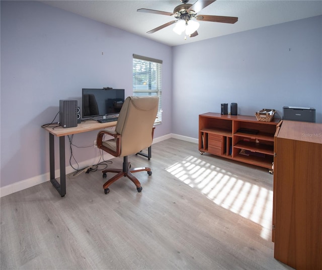 6420 Addax Ave, Cocoa, FL 32927 - office area featuring ceiling fan and wood finished floors