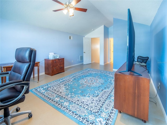 6420 Addax Ave, Cocoa, FL 32927 - office space featuring a ceiling fan and vaulted ceiling