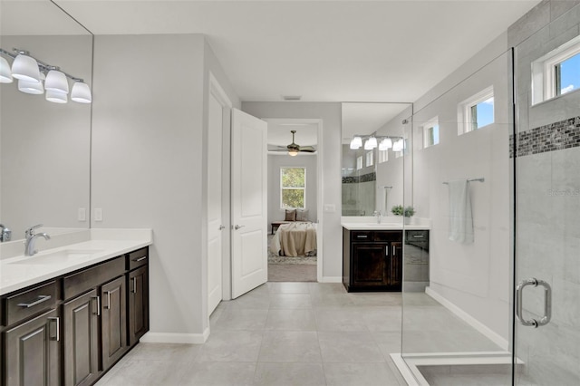 470 Briarbrook Way, Deland, FL 32724 - ensuite bathroom with healthy amount of natural light, two vanities, and a shower stall