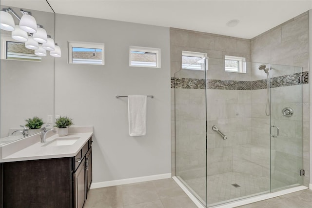 470 Briarbrook Way, Deland, FL 32724 - full bath featuring vanity, plenty of natural light, a shower stall, and tile patterned floors