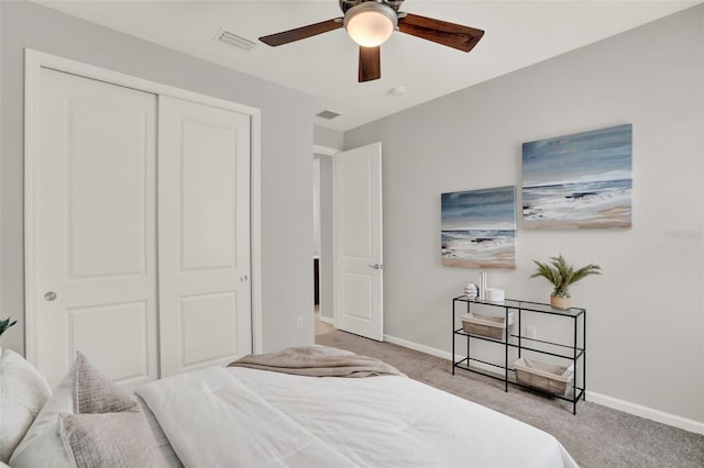470 Briarbrook Way, Deland, FL 32724 - bedroom with carpet floors, a closet, and a ceiling fan