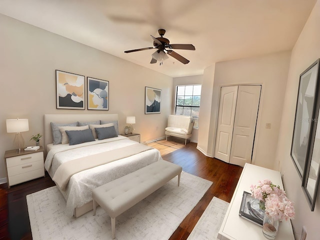 6153 Metrowest Blvd Unit 205, Orlando, FL 32835 - bedroom with a closet, dark wood-style flooring, and ceiling fan