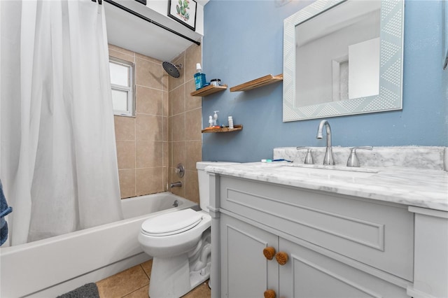 2666 Capp Cir, Kissimmee, FL 34744 - full bathroom featuring shower / bathtub combination with curtain, vanity, and tile patterned floors