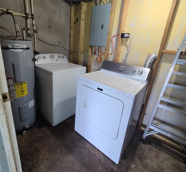 4118 Kirkland Blvd, Orlando, FL 32811 - laundry room with electric panel, water heater, and washing machine and clothes dryer