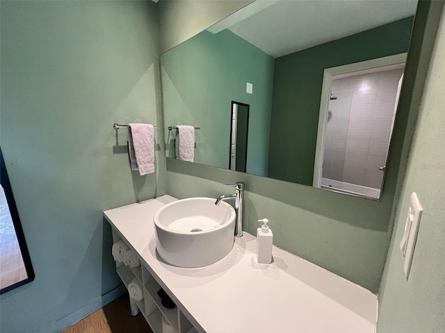 5245 W Irlo Bronson Memorial Hwy Unit 154, Kissimmee, FL 34746 - bathroom featuring vanity and wood finished floors