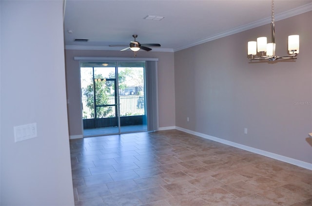 2825 Attwater Loop, Winter Haven, FL 33884 - unfurnished room with a chandelier, crown molding, and ceiling fan